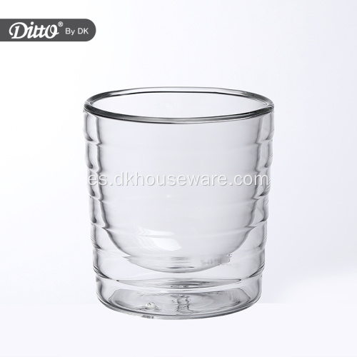 Vaso de cerveza de taza de té de vidrio de doble pared reutilizable